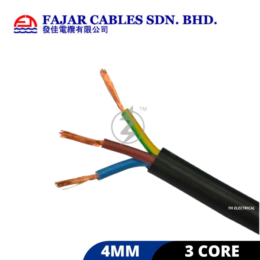 Fajar 1 5mm 2 5mm 4mm Trs Rubber Flexible Cord Cable 3core 4core 5core Weather Proof 100 Pure Copper Cable Shopee Malaysia