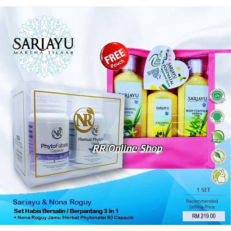 Sariayu Economy Pack Set Habis Bersalin Free Pouch Nona Roguy Herbal Phytonatal Capsules