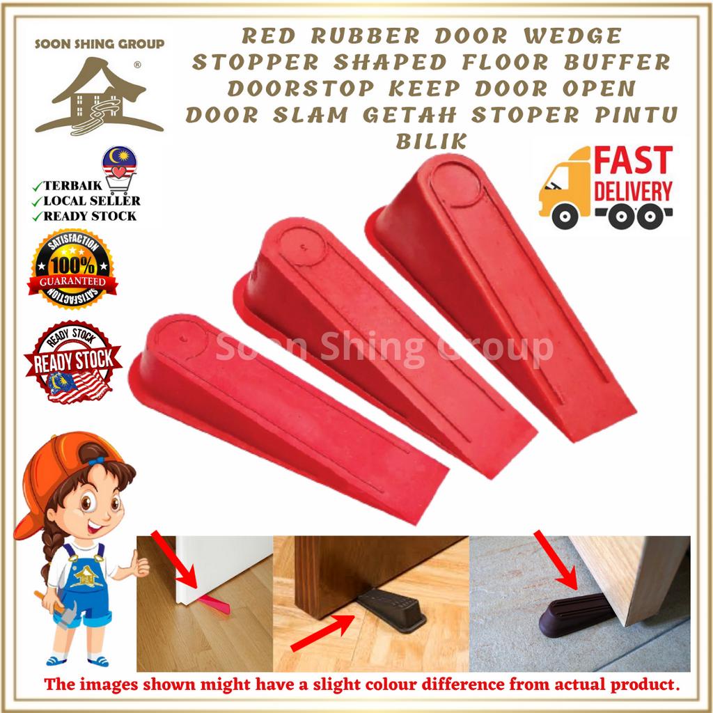 Red Rubber Door Wedge Stopper Shaped Floor Buffer Doorstop Keep Door