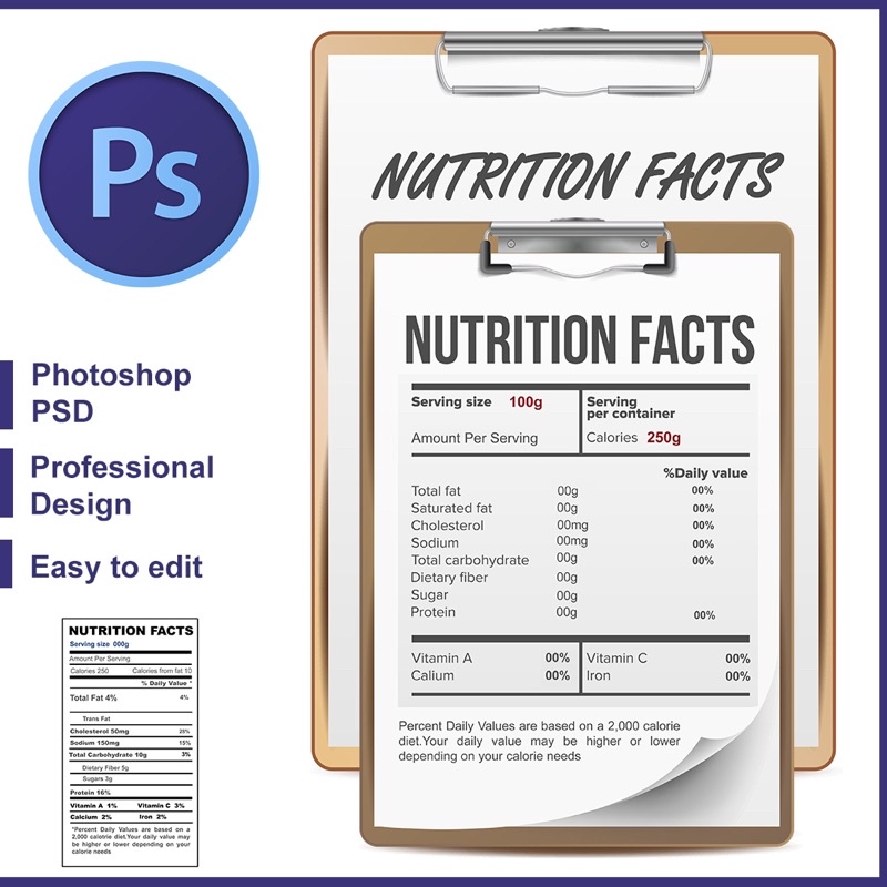 3 Nutrition Facts LABEL PSD Blank Template Serving Healthy Fitness Healthy Dietary Supplement