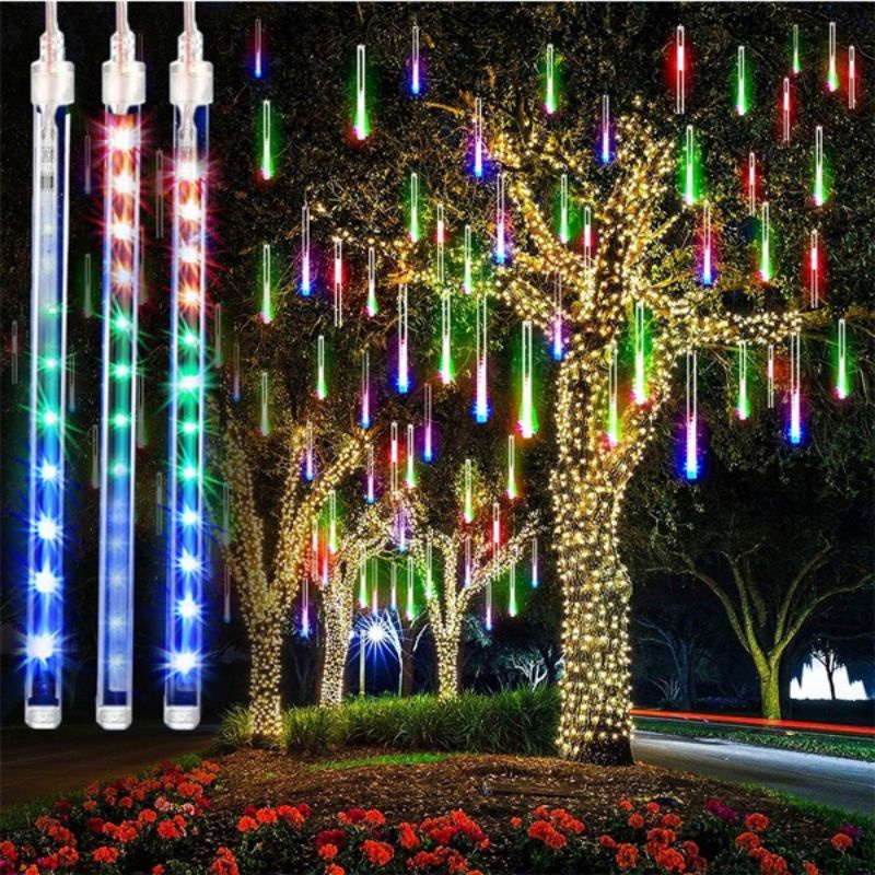 50CM LED Waterproof Meteor Shower Rain 8 Tube LED String Lights Multi