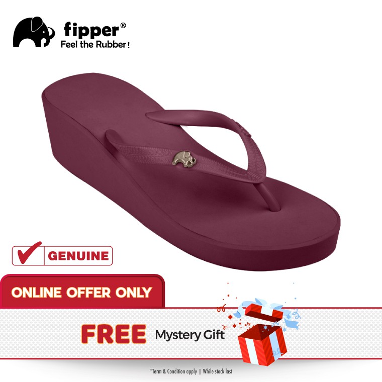  Fipper  Wedges S Non Rubber Womens in Burgundy Shopee 