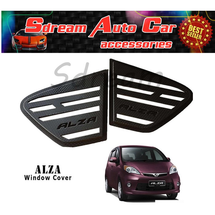 Triangle Mirror Cover Perodua Alza Black Rear Side Window Protector Black New Pgmall