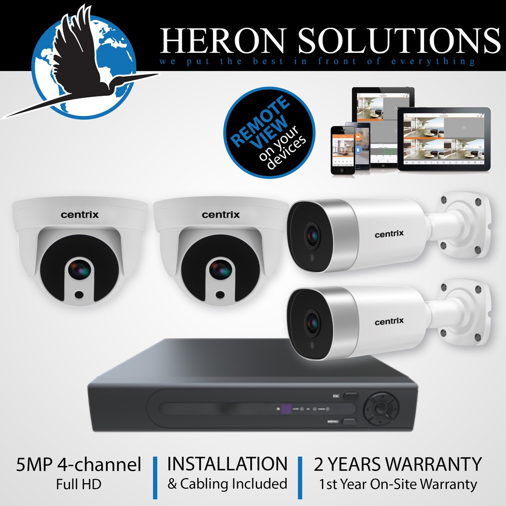 Centrix 4-channel 5MP Full HD CCTV System Installation Package with Remote Monitoring & 2 Yrs Warranty