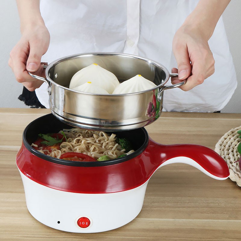 Electric MIni Pot Steamer Cooker Double Layer UK Plug Safety for Steam Stew Stir Frying Egg Noodle Porridge Rice