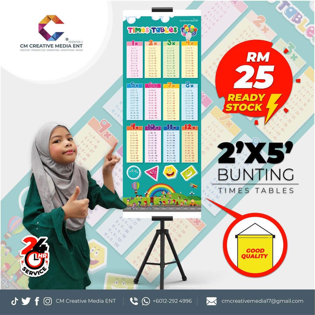 BUNTING TIMES TABLES (SIFIR) | Shopee Malaysia