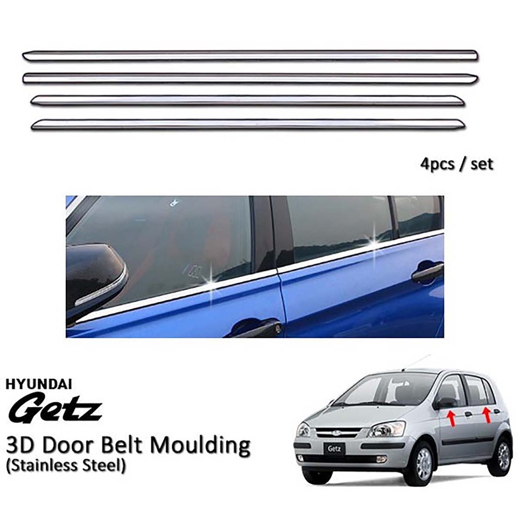 Hyundai Getz Window Trim Chrome Lining / Door Belt Moulding (4pcs