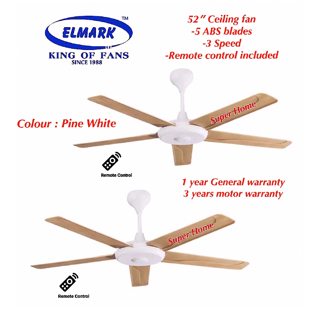 Elmark 54 5 Blades Ceiling Fan With Remote Control 921 Black Gold Shopee Malaysia