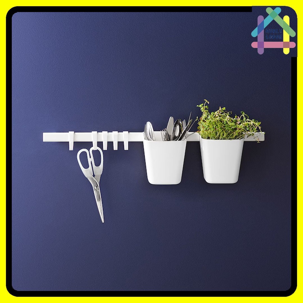 IKEA KITCHEN ORGANIZER SUNNERSTA CONTAINERS SET OF RAIL WITH 4 HOOKS 2