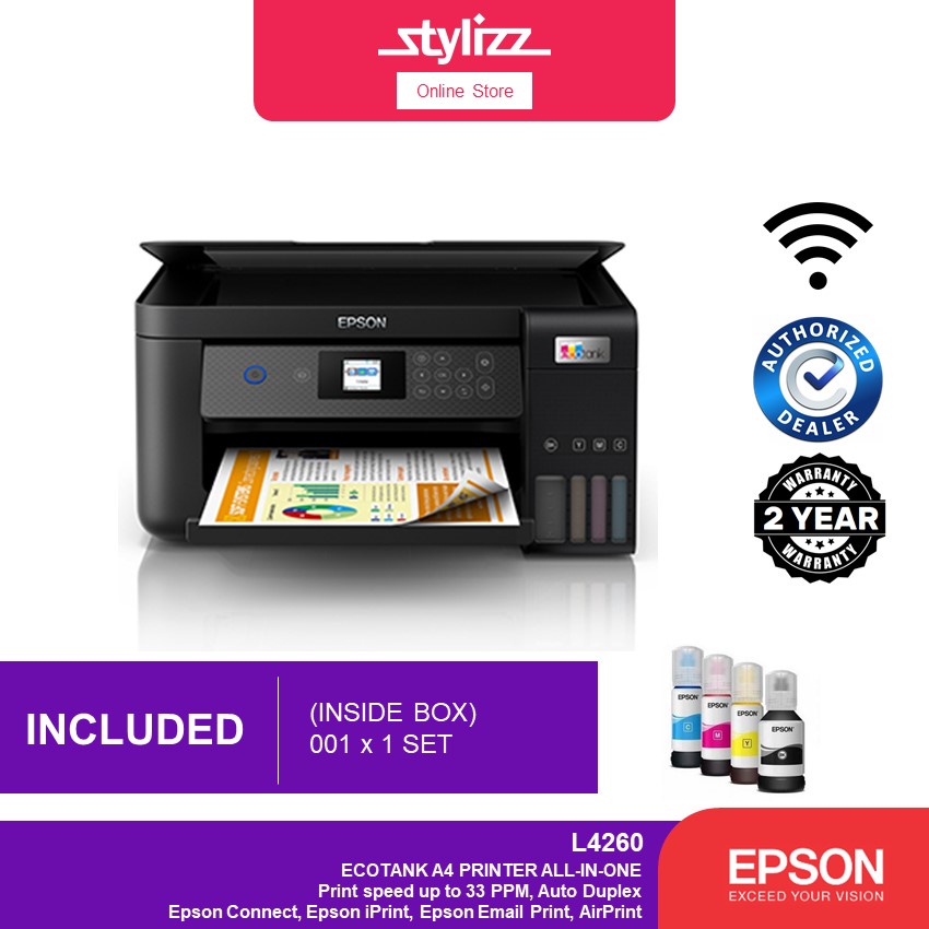 Epson L4160 L4260 Wi Fi All In One Ink Tank Printer Print Scan Copy Wifi Auto Duplex 9543