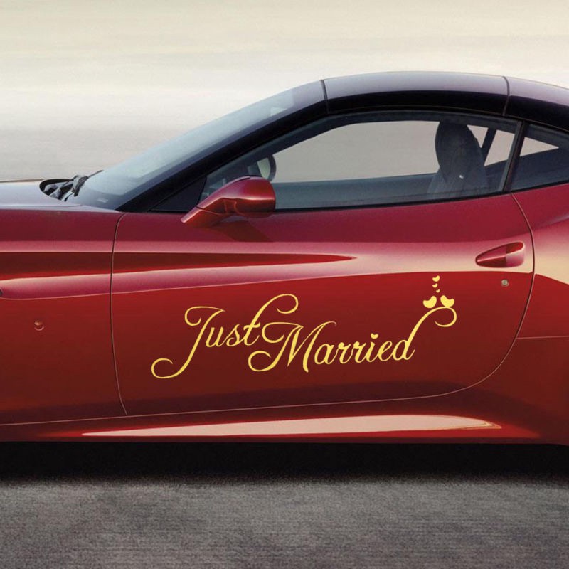 Just Married Quotes Vinyl Art Wall Stickers Window Decals Murals