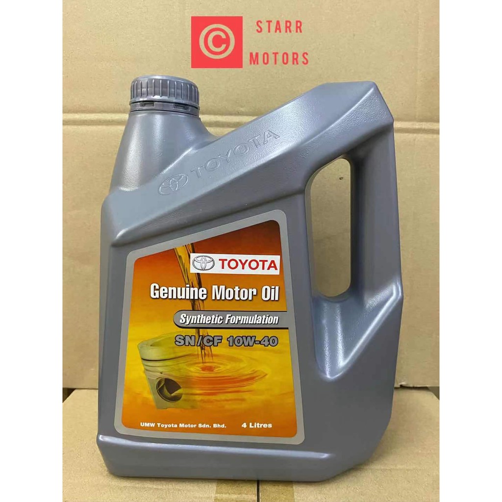 Toyota Motor Oil Synthetic Formulation SN/CF 10W-40 Engine Oil 4L ...