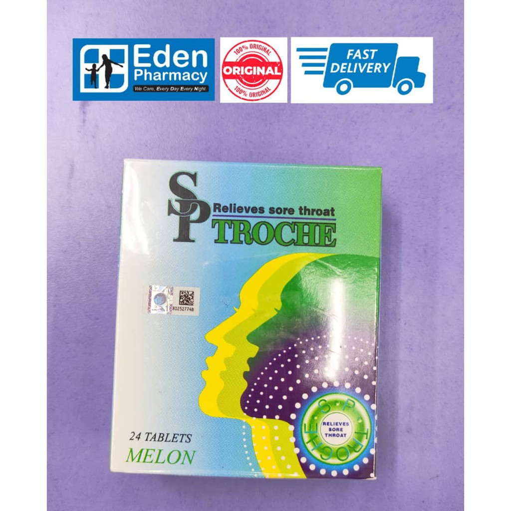 SP Troche lozenges relieves sore throat ( 24 tablets melon ) Shopee