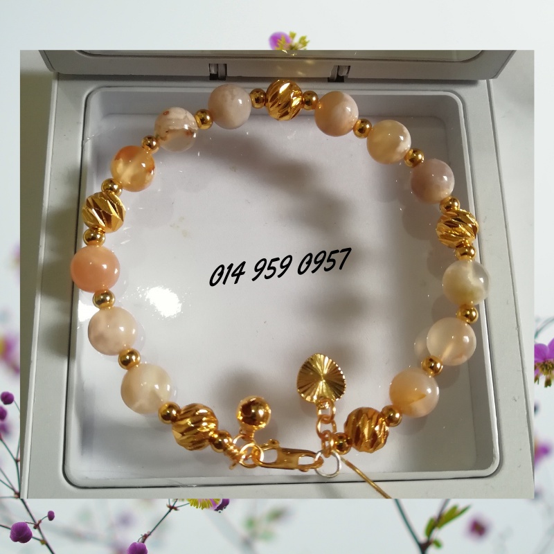 exclusive...bracelet/gelang tangan *sakura Agate* ikat suasa 18k..(mempunyai khasiat untuk si pemakai)