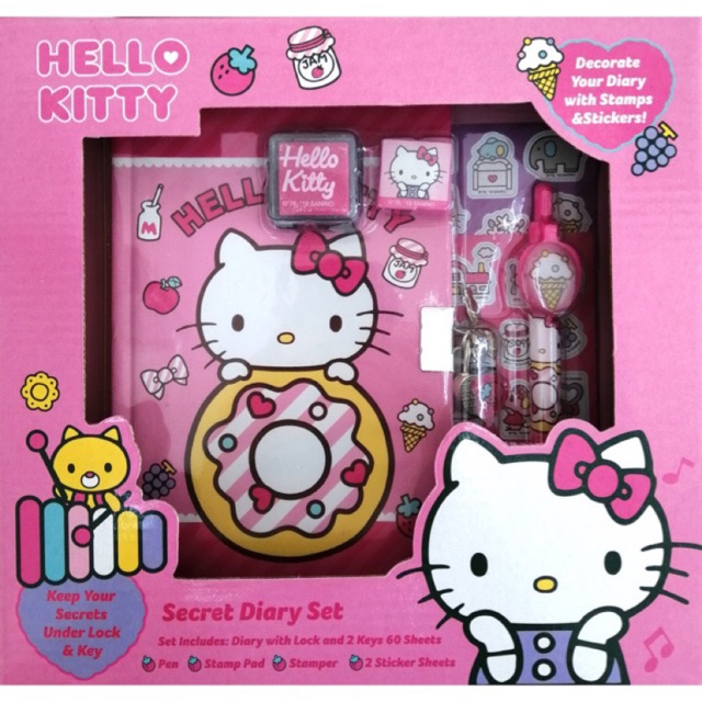 Sanrio Hello Kitty Secret Diary With Lock and Accessories Sanrio Hello Kitty Secret Diary With Lock and Accessories