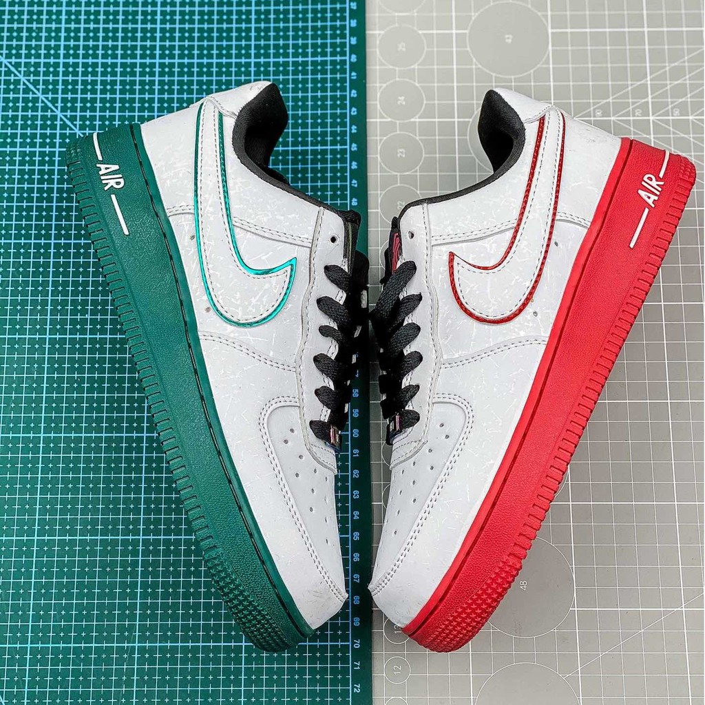 red and green nike shoes