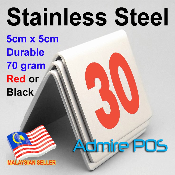 Stainless Steel Table Top Number V Stand Two Sides 5cm Red Black Order Token Queue