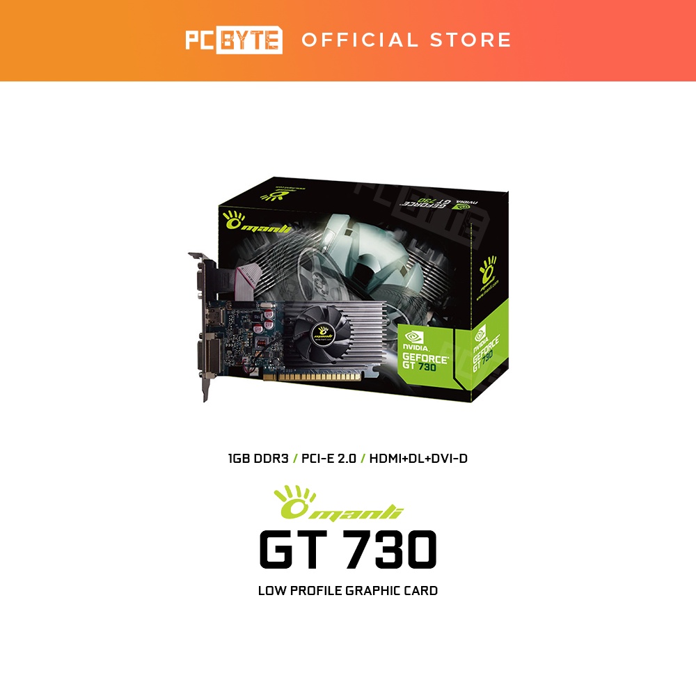 Manli GeForce GT730 1GB DDR3 64Bit LOW PROFILE Graphic Card M-NGT730/3R7LHDLP-F262G