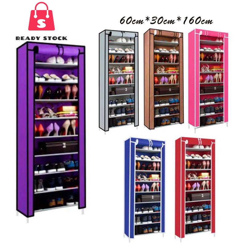 Freegift Xg 10 10 Tier Shoe Rack Dust Cover Shoe Cabinet Shopee Malaysia