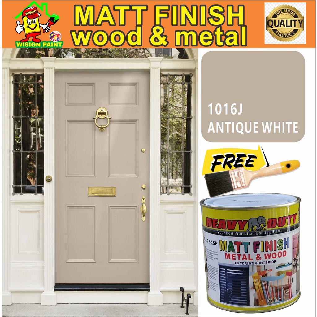 1016J ANTIQUE WHITE / MATT FINISH HEAVY DUTY ( 1L ) (FREE 1.5" BRUSH ) HIGH ENAMEL PAINT FOR WOOD / METAL