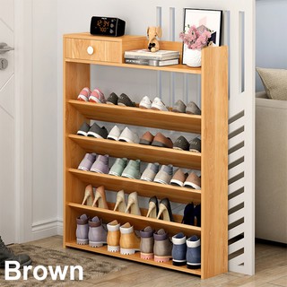 5 Tiers Shoe Rack Wooden Shoe Storage Cabinet With 1 Drawer Shopee Malaysia