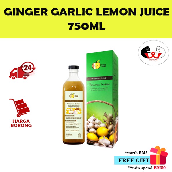 [Harga Borong] [Wholesale price]Natural Tone Wonder Drink Jus Halia Lemon Bawang Putih 750ml ( Wonderdrink Ginger）