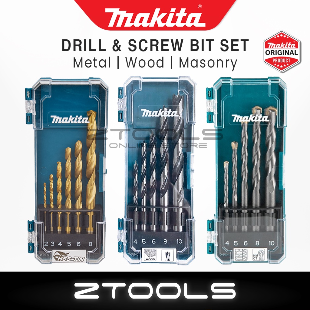 Makita Straight Shank Drill Bit Set Metal Wood Masonry Concrete