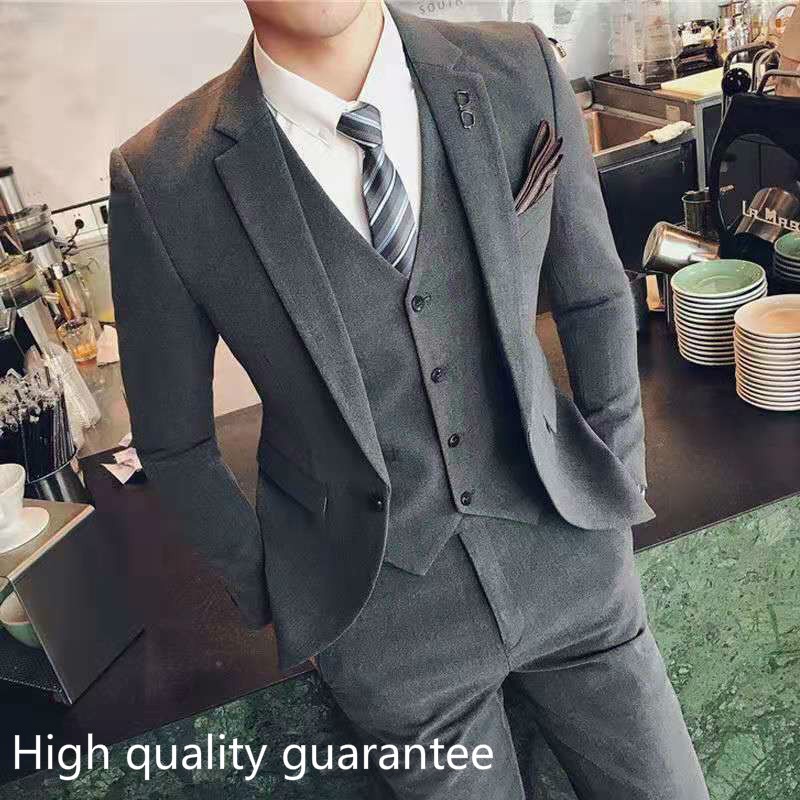 High-end custom Men's suit two-piece solid color small suit male business casual formal wear professional wear male groom wedding dress