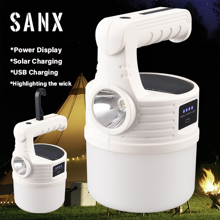 SANX Solar LED Light Bulb Camping Light 10 Level Dimmable USB