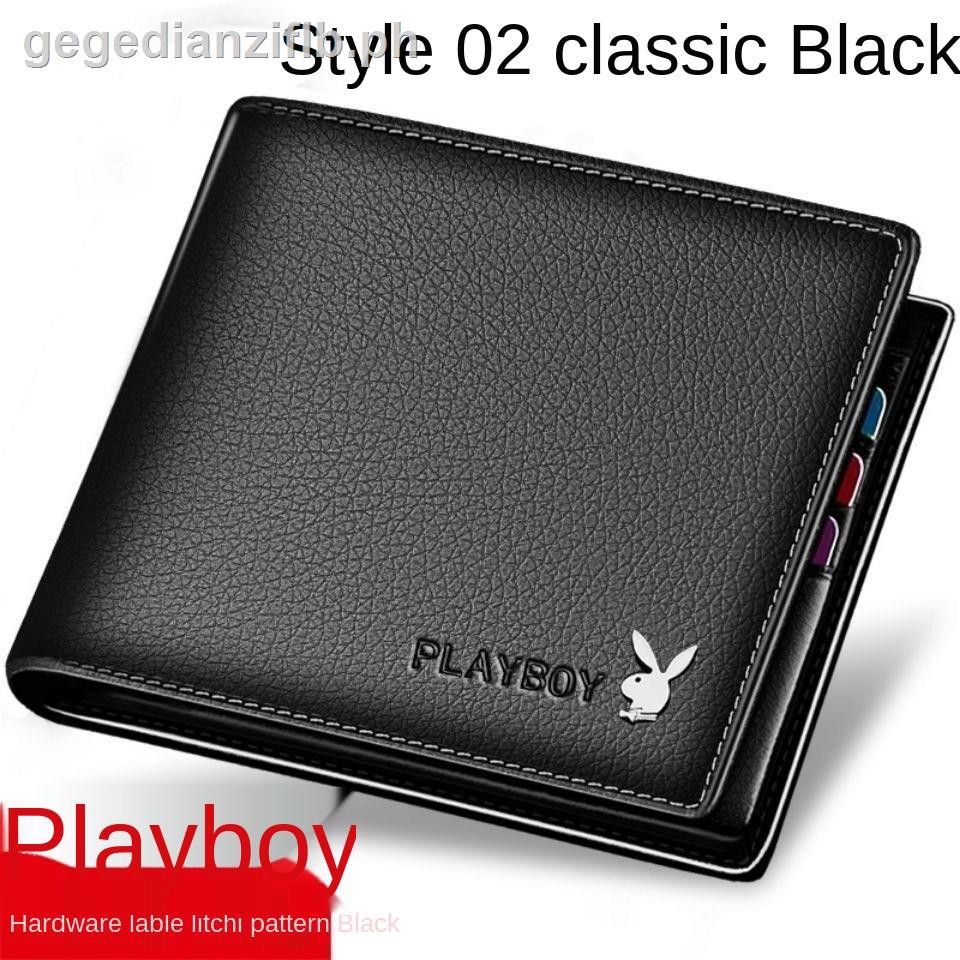 ﹊playboy wallet leather texture men’s wallet short wallet student youth driver’s license leather case horizontal trend KAAD