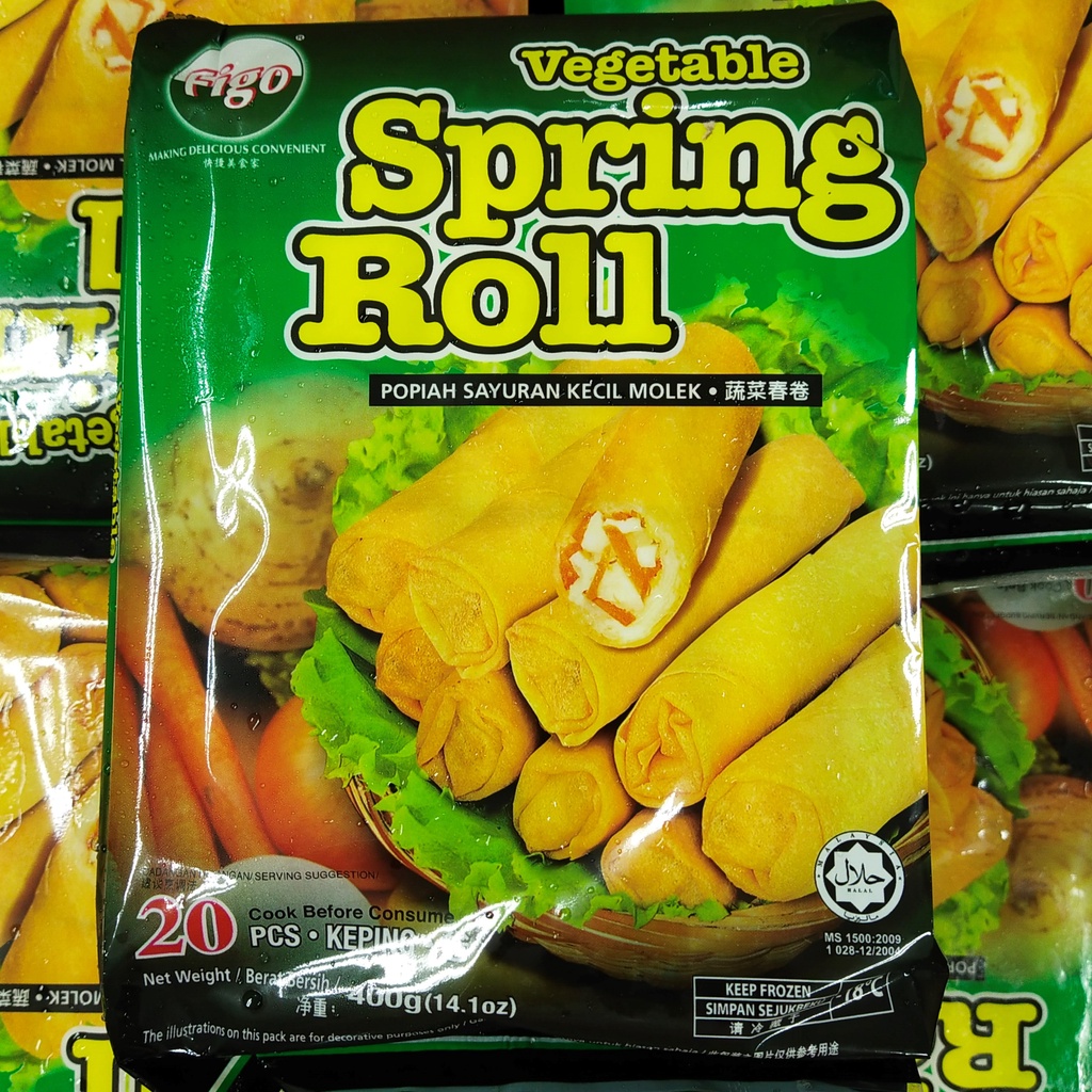 Figo Premium Vegetable Spring Roll 20pc. 400g Frozen Popiah Sayuran Kecil Molek