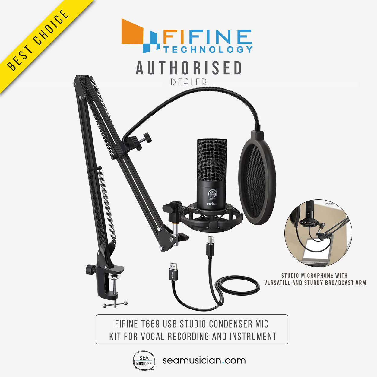 FIFINE T669 USB STUDIO CONDENSER MICROPHONE KIT FOR VOCAL RECORDING AND