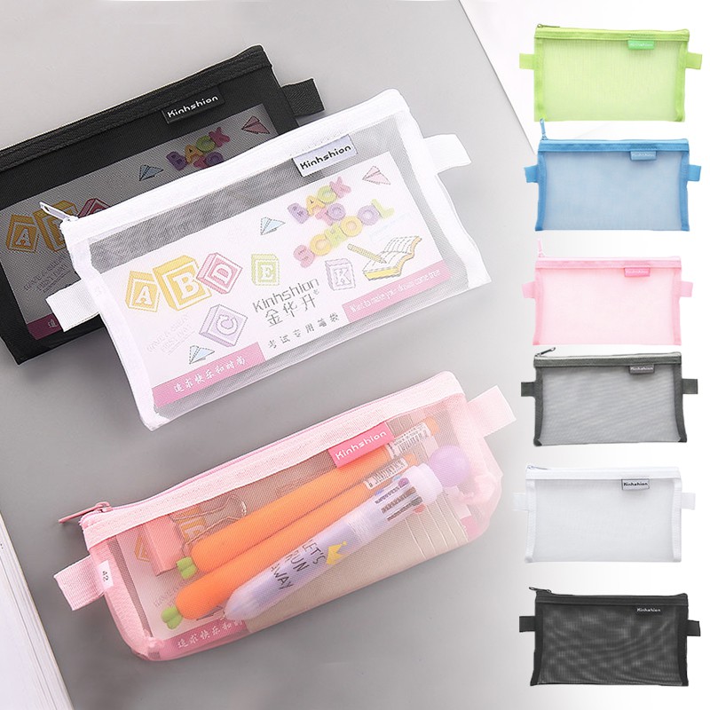 DIY 1X Simple Transparent PVC Pencil Case Stationery Office & School Supplies 