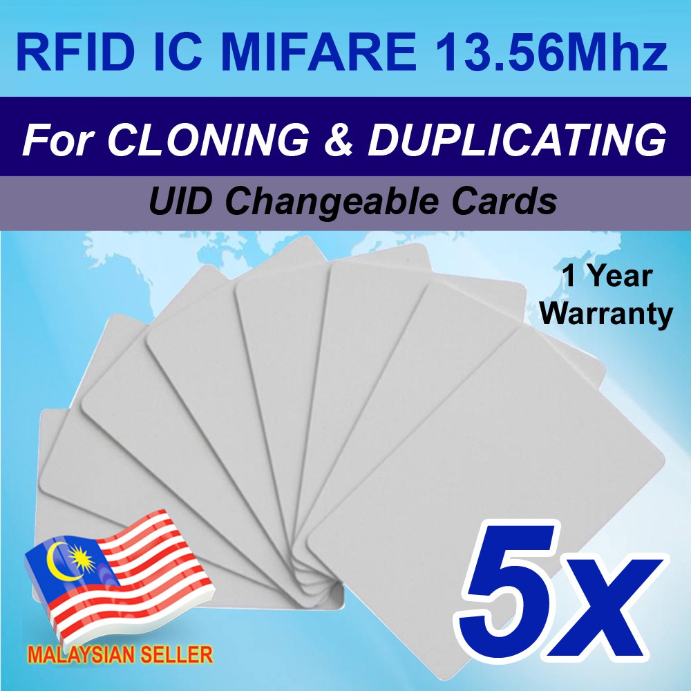5 Cards - 13.56Mhz RFID IC Mifare Writable Clone Duplicating UID Changeable Card