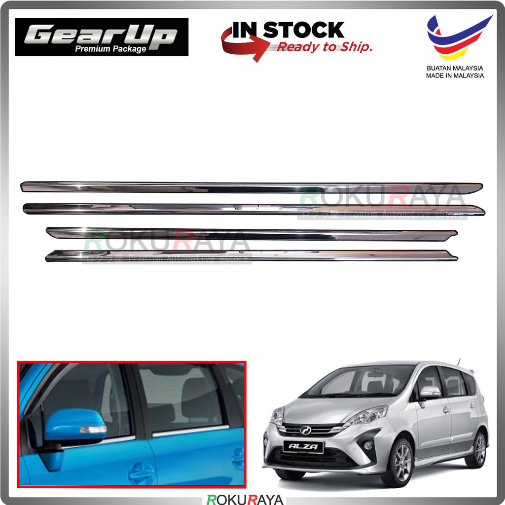 Stainless Steel Perodua Alza New Facelift 2018 Gear Up Door Window Trim Panel Chrome Garnish Moulding Trim Shopee Malaysia