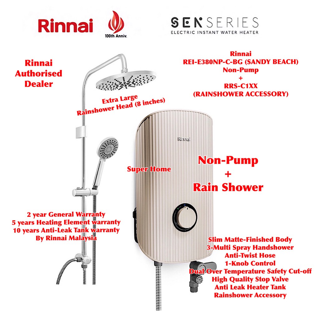 Rinnai Water Heater REIE380NPCBG (SANDY BEACH) NonPump Instant
