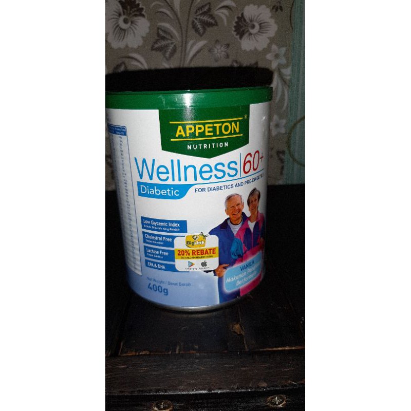 Appeton Wellness 60 Diabetic 400g Vanilla Susu Untuk Yang Alami Kencing Manis