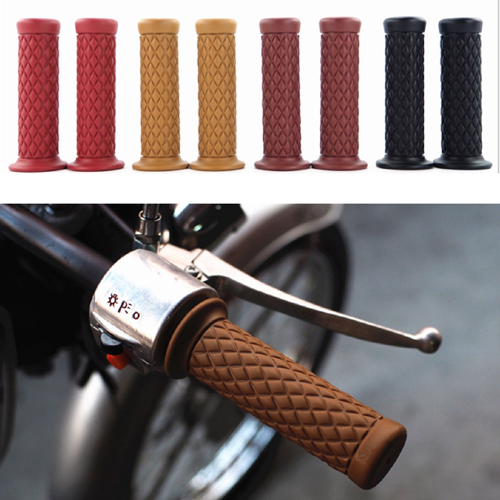 7/8" 22mm Motorcycle Vintage Rubber Handlebar Grip Bobber Cafe Racer