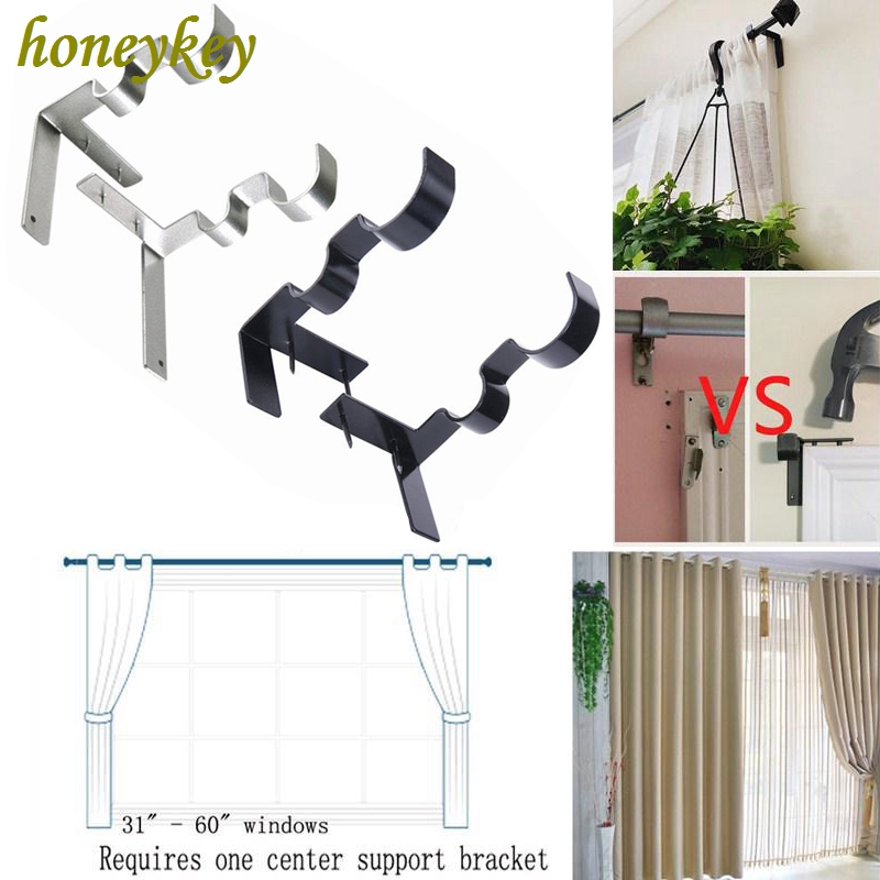 Hk 2pcs Aluminum Alloy Double Curtain Drapery Rod Bracket Drape