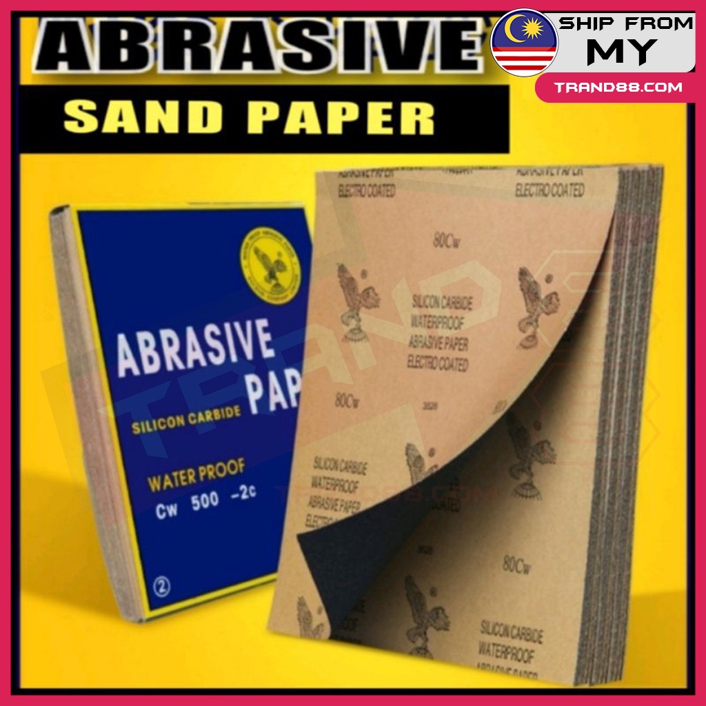 Trand88 Sand Paper Waterproof Wet Dry Abrasive Sandpaper Kertas Pasir Alat Seni Ukir Kayu Kerja Besi