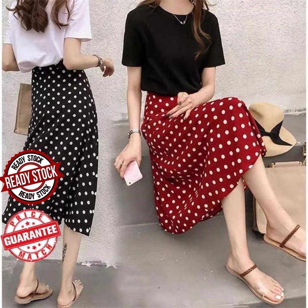 READY STOCKS?? New Summer Korean Large Floral Skirt Female Students Loose High Waist Show  Medium Long A-line  Skirt