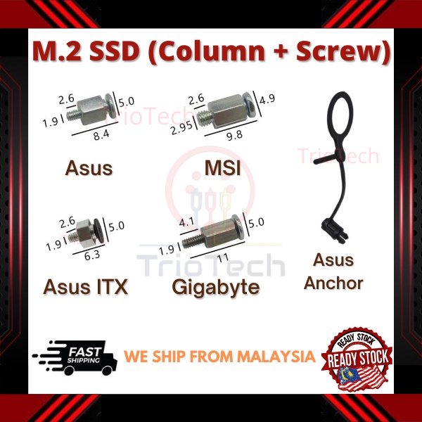 m.2 ssd Screw kit M.2 Screws Mounting Screws Kit Components for Asus Gigabyte ASRock Motherboard and Nvme 
