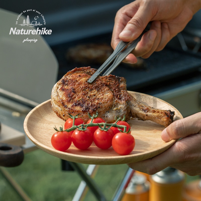 Naturehike Outdoor Wood Dish Plate Solid Tableware Camping Plate Rubber