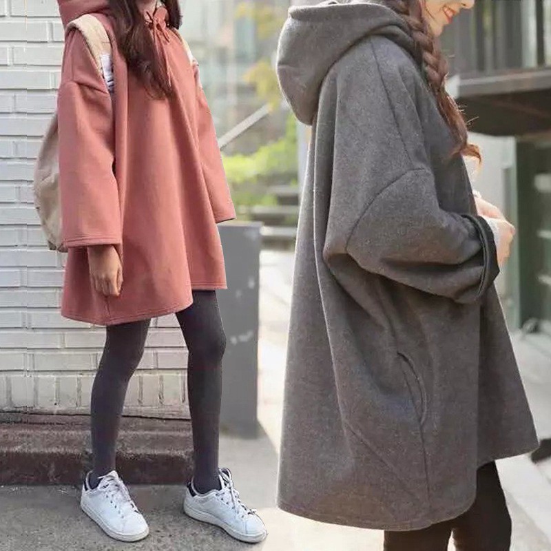 fashion street solid color loose hoodie