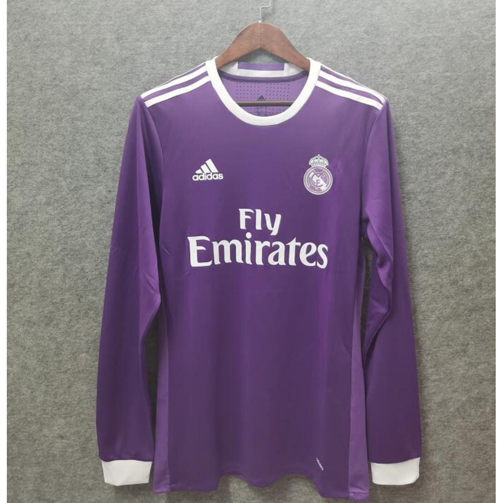 Real madrid 16-17 away purple long sleeve Mens Retro Football Jersey ...