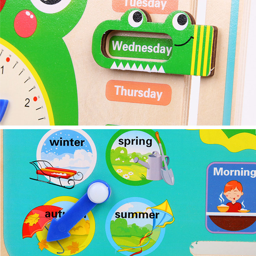 Reliable Quality Kids Toys Wooden Clock /Weather/Seasons/Calendar/Clock Cognition Montessori Early Education Have - Image 2