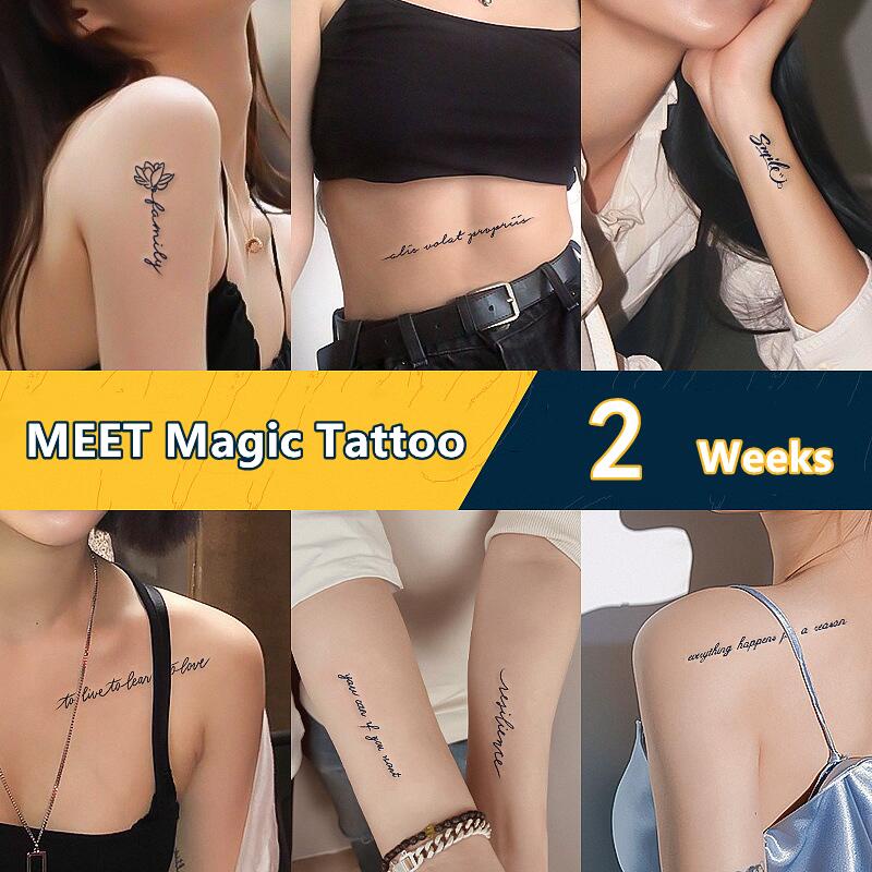 【MEET Magic Tattoo】Tattoo 15 Days Waterproof Temporary Tattoo English Inspirational Phrases Fake Tattoo Stickers