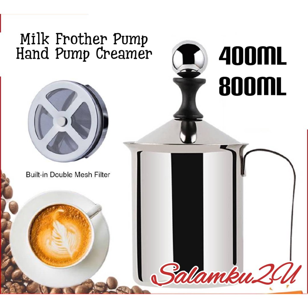 Zerama 400ML/800ML Manual Milk Frother Stainless Steel Mesh Milk Creamer Foam Mesh Coffee Foamer Creamer 