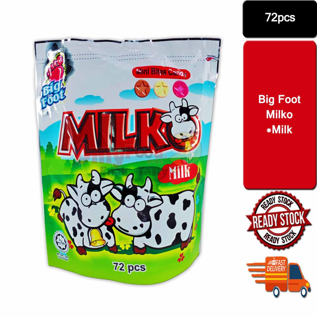 72pcs Big Foot Milko Mini Bites Candy[Milk / Cocoa / Strawberry]