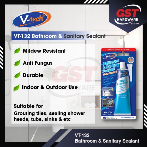 V-Tech VT-132 Bathroom & Sanitary Sealant 75g Bathroom Sealant Bathroom Accessories Toilet Sealant 厕所密封胶
